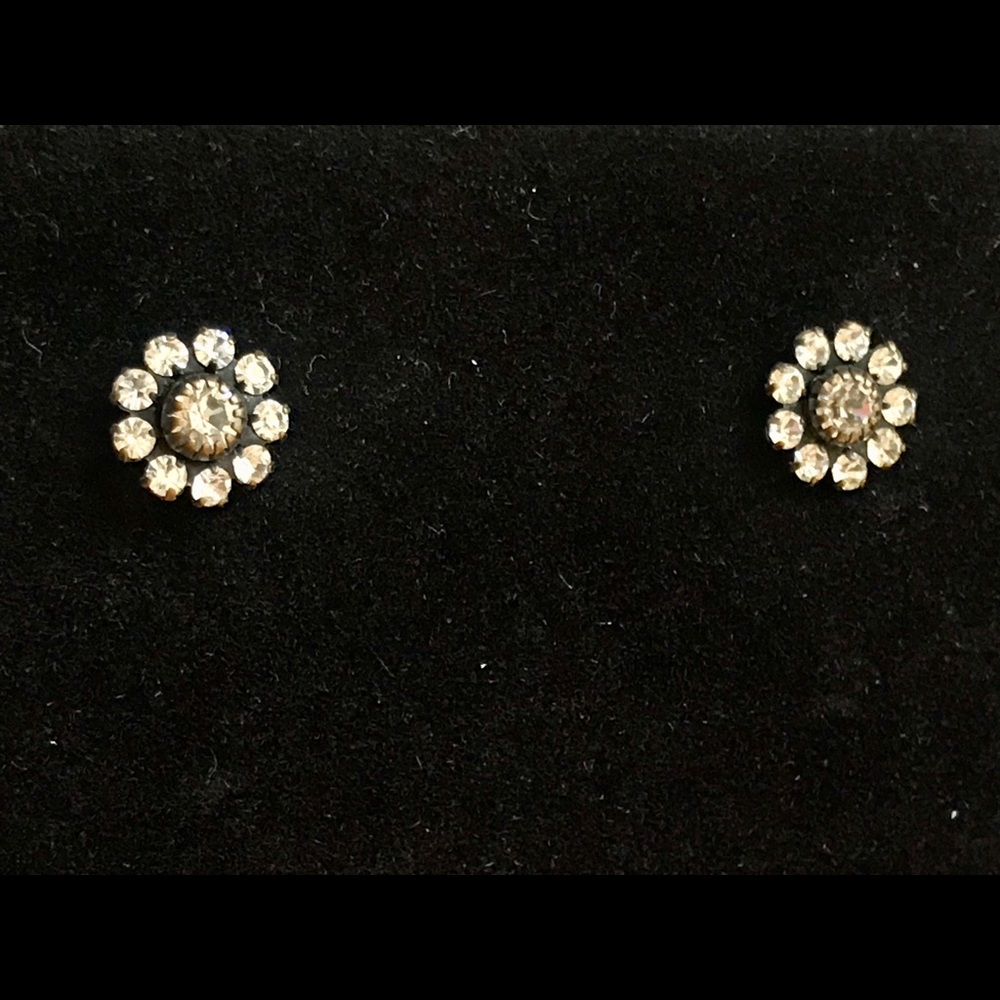 Vintage Black and Rhinestone Post Earrings